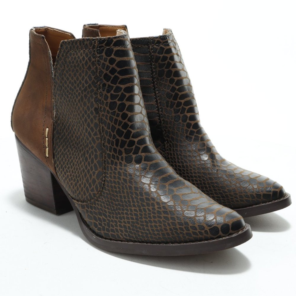 Laura Marano Slip-in Heeled Ankle Bootie Size Women's US 6.5 Brown on Brown